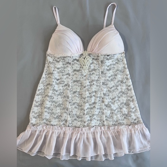 APT.9 Intimates Women's Pink Lace Floral‎ Sheer Babydoll Chemise Small - Picture 3 of 9